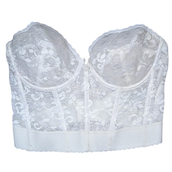 Madonna Other - Vintage Madonna 38C White Lace Longline Bustier Bra Strapless Unpadded